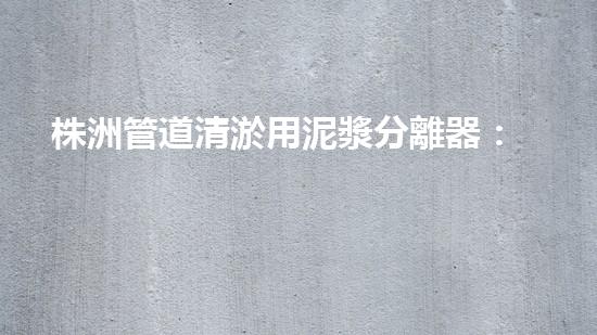 株洲管道清淤用泥漿分離器：揭秘神奇分離力，清除隱患如掌上珍寶！